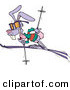 Vector of a Happy Cartoon Rabbit Snow Skiing by Toonaday