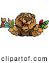 Vector of a Happy Cartoon School Bear Mascot Holding Art Supplies by Chromaco
