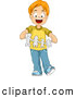 Vector of a Happy Cartoon School Boy Holding a Paper Family Cut out by BNP Design Studio