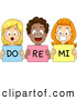 Vector of a Happy Cartoon School Children Practicing "Do Re Mi" in Music Classroom by BNP Design Studio