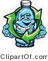 Vector of a Happy Cartoon Spring Water Bottle Mascot Within Green Recycle Arrows by Chromaco