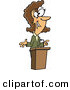 Vector of a Happy Cartoon Woman Speaking at a Podium by Toonaday