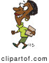 Vector of a Happy Cross Eyed Cartoon Black Businesswoman Walking with a Folder by Toonaday