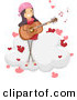 Vector of a Happy Girl Singing a Love Song While Playing a Guitar on a Cloud with Hearts by BNP Design Studio