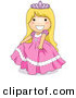 Vector of a Happy Halloween Cartoon Princess Girl Wearing a Pretty Pink Dress and Crown by BNP Design Studio