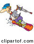 Vector of a Happy Injured Cartoon Snowboarder Sliding down a Ski Slope by Toonaday