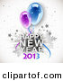 Vector of a Happy New Year 2013 Greeting with Party Balloons by Oligo