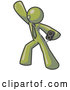 Vector of a Happy Olive Green Person Dancing and Listening to Music with an MP3 Player by Leo Blanchette