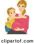 Vector of a Happy Pregnant Mother Embracing Her Daughter and Belly by BNP Design Studio