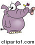 Vector of a Happy Purple Elephant with a Flower in His Trunk by Toonaday