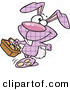 Vector of a Happy Purple Plaid Cartoon Easter Bunny Carrying a Basket of Painted Eggs by Toonaday