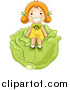 Vector of a Happy Red Haired Girl Sitting on a Giant Head of Cabbage by BNP Design Studio