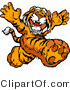 Vector of a Happy Tiger Mascot Running Around in a Playful Manner by Chromaco
