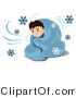Vector of a Homeless Sick Boy Shivering Under Blanket While It Snows Outside by Mayawizard101