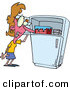 Vector of a Hot Cartoon Woman Standing Beside Freezer While Having a Hot Flash by Toonaday