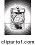 Vector of a Human Brain in a Jar - Black and White Art by Lawrence Christmas Illustration