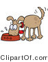 Vector of a Hungry Brown Dog Eating from Bowl While Wagging His Tail by Gnurf