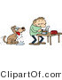 Vector of a Hungry Cartoon Dog Looking at His Owner Prepare Him Mouth Watering Wet Food by Gnurf