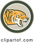 Vector of a Hungry Tiger Growling in a Green Circle by Patrimonio