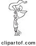 Vector of a Impatient Cartoon Woman with Folded Arms, Tapping Her Foot - Coloring Page Outline by Toonaday