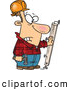 Vector of a Injured Cartoon Carpenter Looking at a Nail Through His Hand While Holding a Hammer and Wood Board by Toonaday