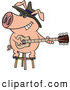 Vector of a Intelligent Cartoon Blues Pig Musician Playing a Guitar with a Big Smile on His Face by Toonaday