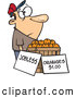 Vector of a Jobless Cartoon Man Trying to Sell Fresh Oranges by Toonaday