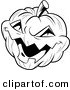 Vector of a Laughing Evil Jack-O-Lantern - Black and White Halloween Line Art by Lawrence Christmas Illustration