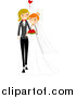 Vector of a Lesbian Wedding Couple in a Tux and Dress by BNP Design Studio