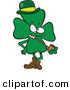 Vector of a Lucky St. Patrick's Day Cartoon Shamrock Mascot Smoking a Pipe by Toonaday