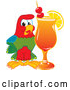 Vector of a Macaw Parrot Mascot with a Fruity Cocktail by Mascot Junction