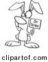 Vector of a Mad Cartoon Easter Bunny Holding an on Strike Sign - Coloring Page Outline by Toonaday