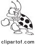 Vector of a Mad Cartoon Ladybug with Boxing Gloves - Coloring Page Outline by Toonaday