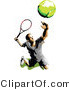 Vector of a Male Tennis Player Tossing and Serving the Ball by Chromaco