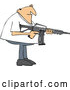 Vector of a Man Posing with Semi Automatic Rifle with Big Clip by Djart