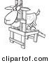 Vector of a Nervouse Cartoon Goat Standing in a Milk Stand - Coloring Page Outline by Toonaday