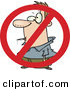 Vector of a No Smoking Symbol over Cartoon Man Smoking Cigarette by Toonaday