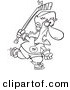 Vector of a Old Cartoon Hockey Player - Coloring Page Outline by Toonaday