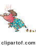 Vector of a Old Cartoon Woman Having Hot Flashes While Leaving a Path of Flames by Toonaday