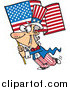 Vector of a Patriotic Uncle Sam Carrying an American Flag by Toonaday
