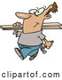 Vector of a Positive Cartoon Man Carrying a Hammer and Wood by Toonaday
