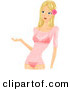 Vector of a Pretty Blond Girl Wearing a Sheer Summer Pink Shirt over a Bikini by BNP Design Studio