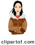 Vector of a Pretty Cartoon Eskimo Girl Wearing a Jacket and Gloves in Cold Weather by BNP Design Studio