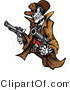 Vector of a Rebel Cowboy Skeleton Pointing Two Guns by Chromaco