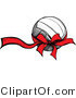 Vector of a Red Bow and Ribbon Wrapped Around Volleyball Gift by Chromaco