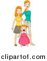 Vector of a Red Haired Mom Standing with Her Two Daughters by BNP Design Studio