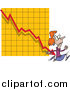 Vector of a Red Haired Scared Businesswoman Running from a Chart Arrow by Toonaday