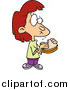 Vector of a Red Haired White Cartoon Girl Eating a Sandwich by Toonaday