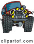 Vector of a Red Jeep Vehicle with Big Tires and Lots of Lights by Dennis Holmes Designs