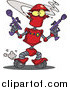 Vector of a Red Robot Smoking a Cigarette and Holding Ray Guns by Toonaday
